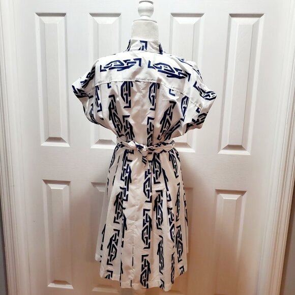 Finley Blue Cotton Shirt Dress Small Coastal Hamptons Preppy Luxury - Picture 4 of 14